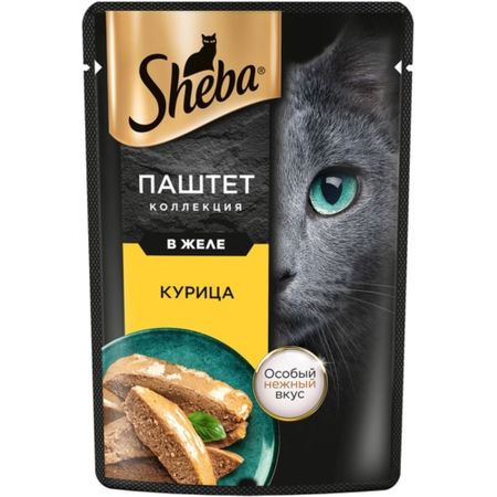Влажный корм для кошек Sheba с курицей, нежный паштет в желе 75 г влажный корм crave для взрослых кошек с ягненком пауч 70 г