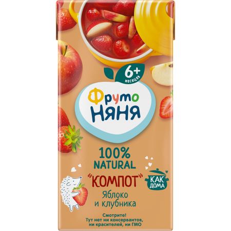 Компот ФрутоНяня из яблок и клубники, 0,2 л, с 6 месяцев