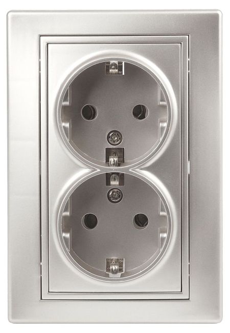 Розетка двойная Intro Plano скрытой установки цвет алюминий