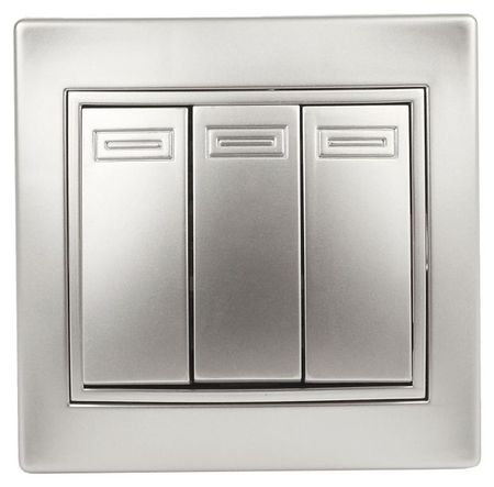 Выключатель 3-клавишный Intro Plano скрытой установки цвет алюминий