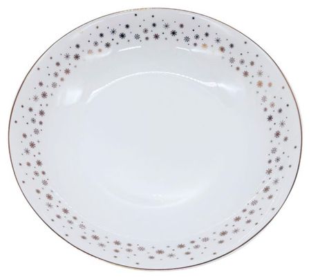 Тарелка суповая Actuel Золото театра Снежинки фарфоровая белая, 20 см