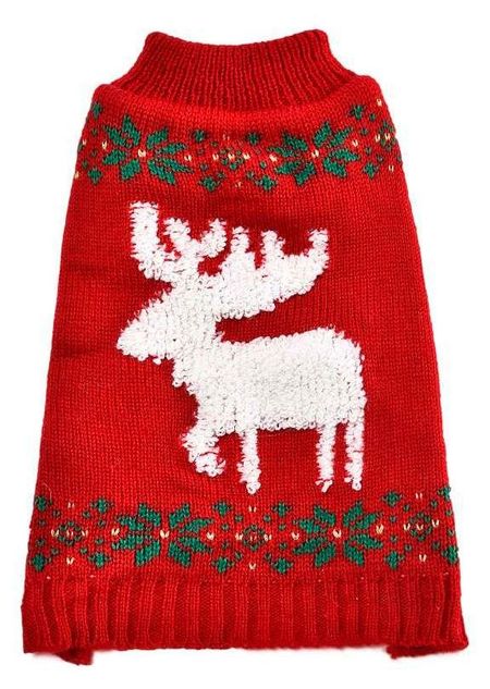Свитер новогодний для собак красный с белым