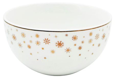 Салатник Actuel Золото театра Снежинки фарфоровый белый, 14 см