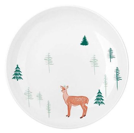 Тарелка обеденная Actuel Вокруг света Ели и Олень фарфоровая белая, 26 см