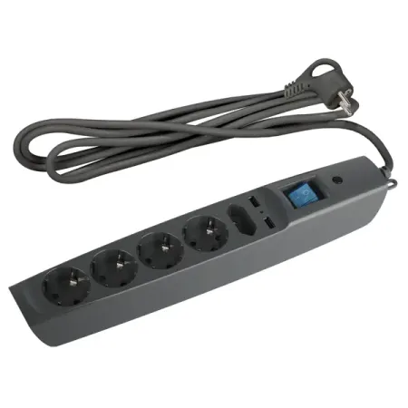 Сетевой фильтр Эра SFU 5 розеток с заземлением 3x0.75 мм 2 USB 2200 Вт 1.8 м цвет черный фильтр питания tomzn cw1b t b1 220в