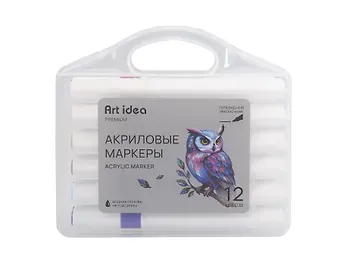 Маркеры акриловые 12цв пулевидн.наконечник, пласт.уп., Art idea