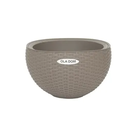 Подвесное кашпо Oladom Rattan Ø34 h20.9 см v5 л пластик серый без автополива