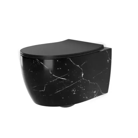 Подвесной унитаз Nova безободковый черный мрамор moonbiffy премиум подъемник сиденья унитаза