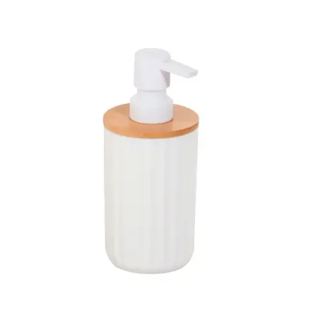 Дозатор для мыла лайт пластик/бамбук белый