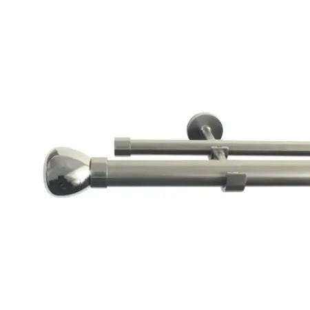 Настенный карниз раздвижной двухрядный Glint 200-360 см металл цвет никель