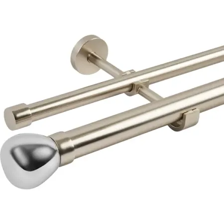 Настенный карниз раздвижной двухрядный Glint d25/28 мм 200-360 см металл цвет никель металлические кольца для штор aifish ojal 001 6