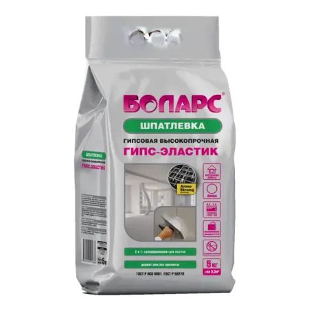 Шпаклевка для швов Боларс Гипс-Эластик гипсовая 5 кг