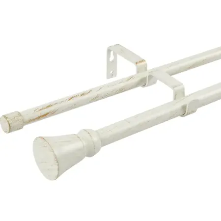 Настенный карниз раздвижной двухрядный Lystel d16/19 мм 160-300 см металл цвет белый металлические кольца для штор aifish ojal 001 6