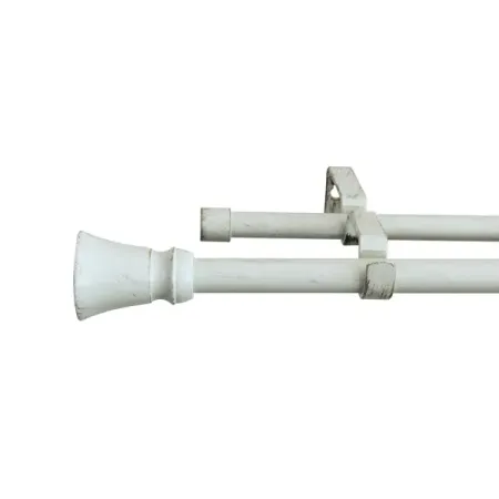 Настенный карниз раздвижной двухрядный Lystel 160-300 см металл цвет белый