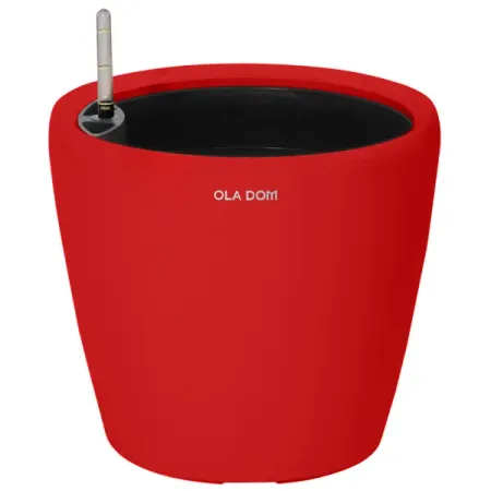 Кашпо Oladom Deluxe Ø36 h32.5 см v16 л пластик красный с автополивом