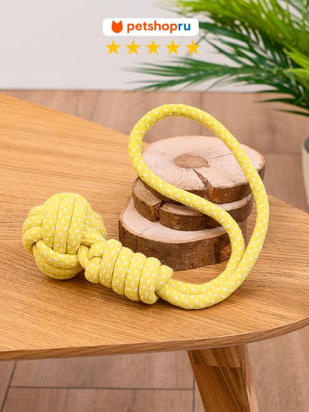 Верёвки, канаты PETSHOP Игрушка для кошек и собак шар из каната с ручкой “Бум”, 34 см (80 г)