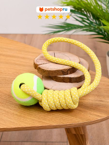 Верёвки, канаты PETSHOP Игрушка для собак канат с теннисным мячом “Форест” (120 г)