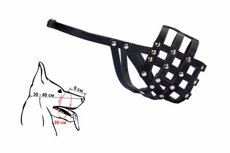 Ошейники, шлейки Yami Yami амуниция Намордник кожаный для собак средних пород (№3)