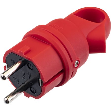 Вилка штепсельная Düwi с заземлением IP44 угловая красная