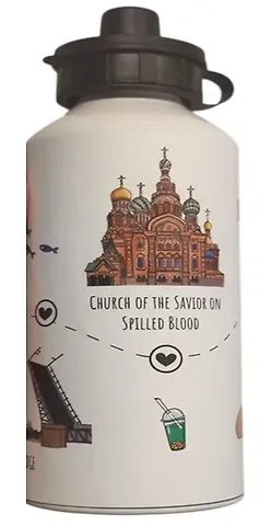 Бутылка с карабином СПб Петербургский паттерн (металл) (600мл) (БМ2025-58)