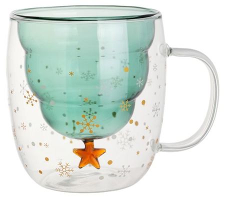 Кружка Actuel Вокруг света Ель стеклянная с двойными стенками, 200 мл