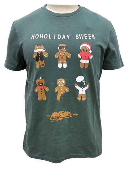 Футболка мужская новогодняя зеленая, р. M-3XL