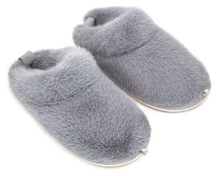 Тапочки женские LuckyLand закрытый нос зимние серо-голубые, р. 36-41