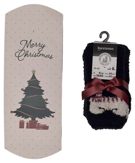 Носки женские новогодние InExtenso Merry Christmas синие, р 35/38-39/42