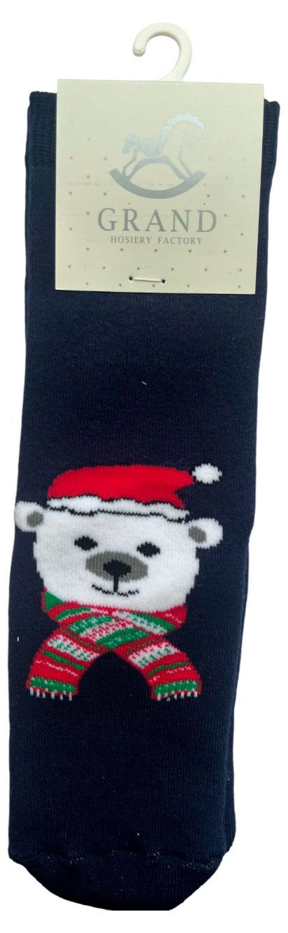 Носки детские новогодние Гранд Мишка в шарфе, р 16-18