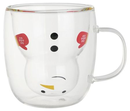 Кружка Actuel Вокруг света Снеговик стеклянная с двойными стенками, 260 мл