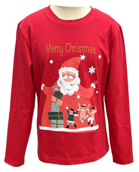 Футболка для девочки новогодняя красная, р 116-164