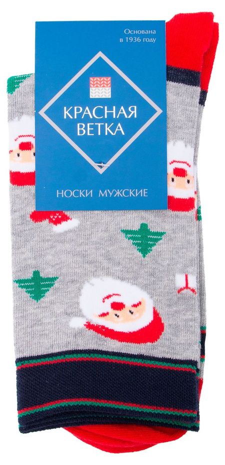 Носки мужские новогодние Красная Ветка серые, р 25