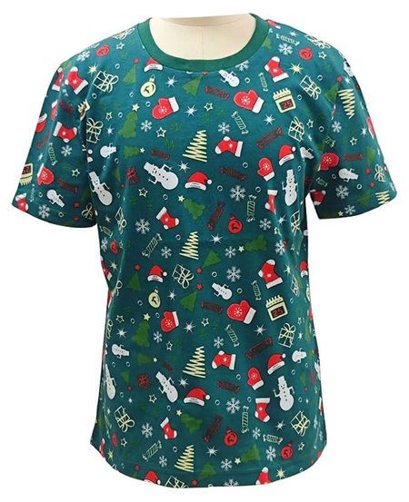 Футболка для мальчика новогодняя зеленая, р 116-164