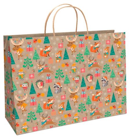 Пакет подарочный АШАН Красная птица под крафт 55х41 см, 1 шт в ассортименте пакет а4 32 25 5 15 have a nice day дет крафт бум мат ламинат