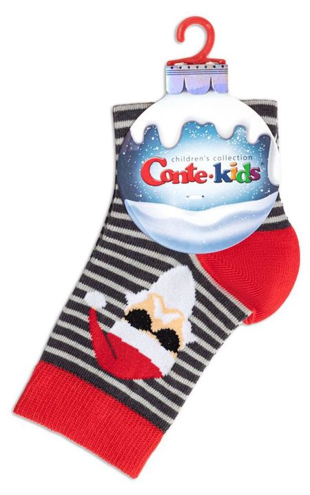 Носки детские новогодние Conte Kids темно-серые, р.22-24,