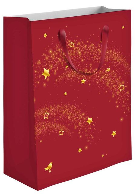 Пакет подарочный АШАН Красная птица красный, 41х55 см