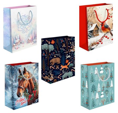 Пакет подарочный АШАН Красная птица Новый Год, 20х24 см 1 шт в ассортименте пакет а3 45 7 33 10 чудо новый год бум мат лам