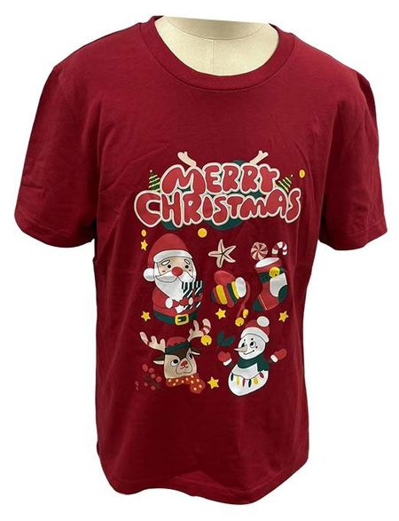 Футболка для девочки новогодняя красная, р 116-164