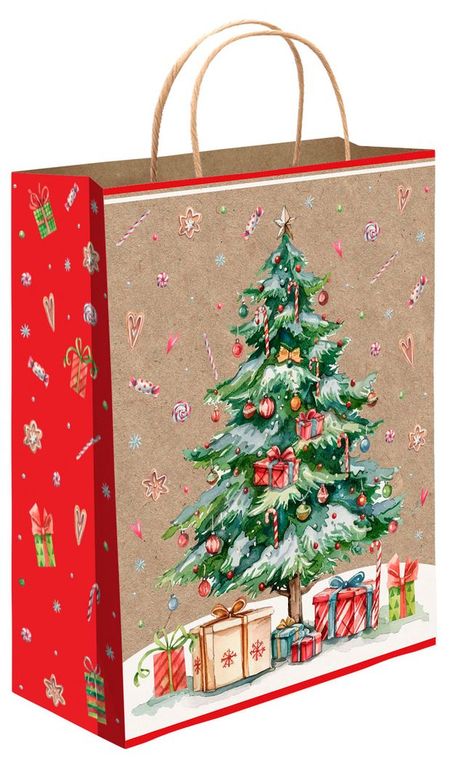 Пакет подарочный АШАН Красная птица под крафт 26х32 см, 1 шт в ассортименте пакет а4 32 25 5 15 have a nice day дет крафт бум мат ламинат