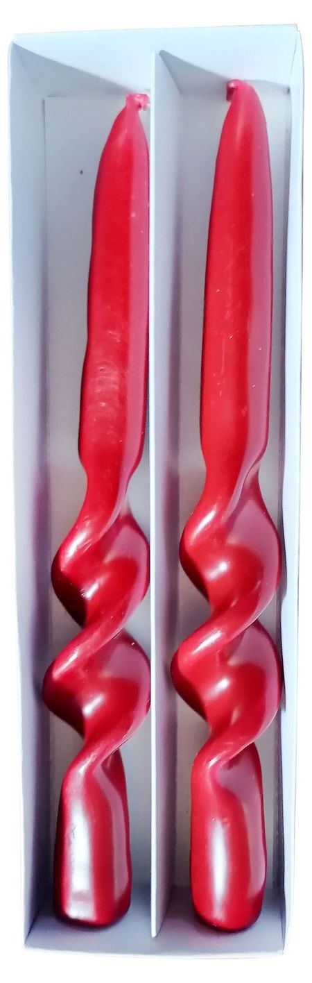 Свечи витые Actuel красные d 3,2 h 22,5 см, 2 шт