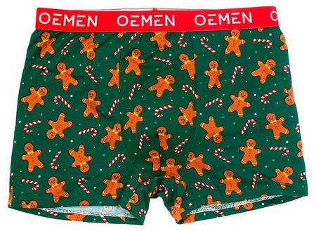 Трусы мужские новогодние OEMEN Боксеры зеленые с имбирным пряником, р. 46