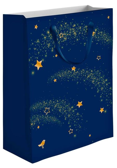 Пакет подарочный АШАН Красная птица синий, 26х32 см