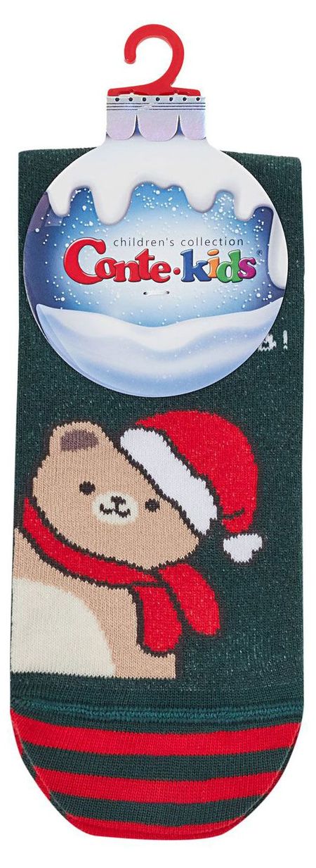 Носки детские новогодние Conte Kids темно-зеленые, р.20-22
