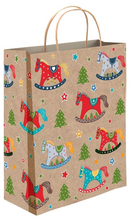 Пакет подарочный АШАН Красная птица под крафт 41х55 см, 1 шт в ассортименте пакет а4 32 25 5 15 have a nice day дет крафт бум мат ламинат