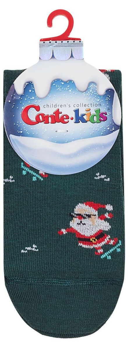 Носки детские Conte Kids Новогодние темно-зеленые, р.16-18