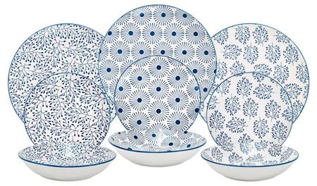 Набор посуды Actuel синий микс, 18 предметов