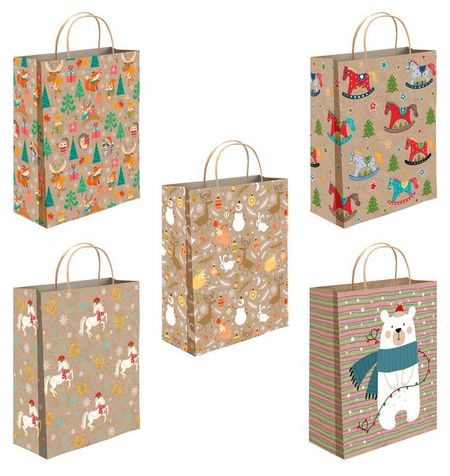 Пакет подарочный АШАН Красная птица под крафт 20х24 см, 1 шт в ассортименте пакет а4 32 25 5 15 have a nice day дет крафт бум мат ламинат