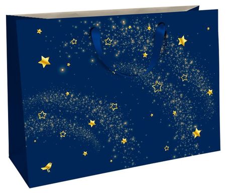 Пакет подарочный АШАН Красная птица синий, 55х41 см