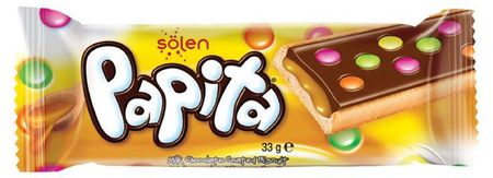 Печенье сахарное Papita с карамелью и сахарным драже покрытое молочным шоколадом Турция, 33 г