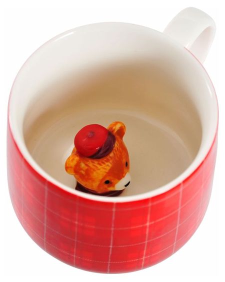 Кружка Actuel Вокруг света керамическая с фигуркой внутри красная, 350 мл